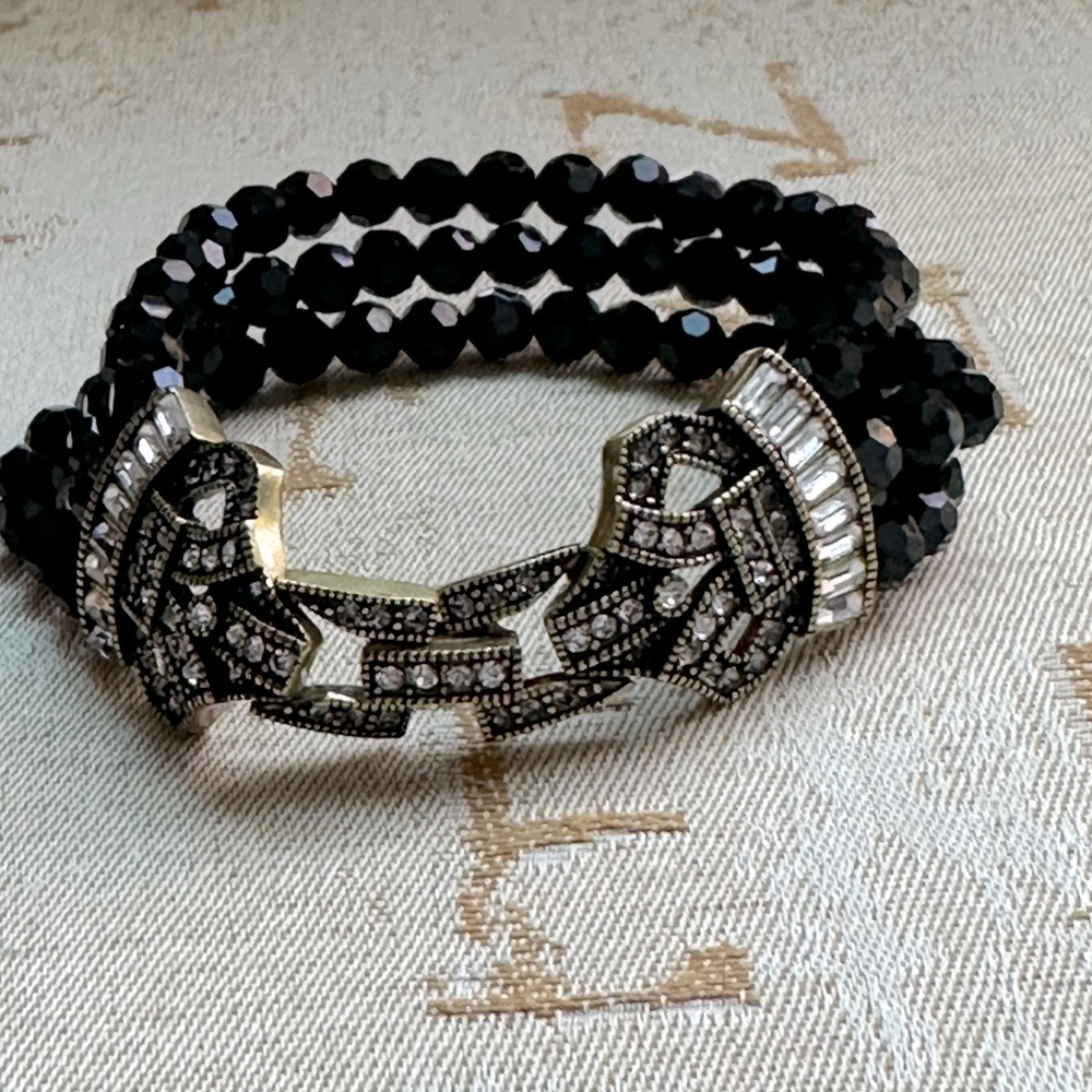 Heidi Daus Deco Master Black Beads and Crystals Bracelet/Necklace Extender NWOT